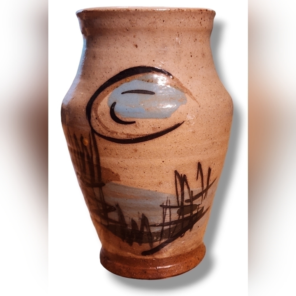 RMX Vintage Handcrafted Hand Painted Ceramic Vase Signed By Artist